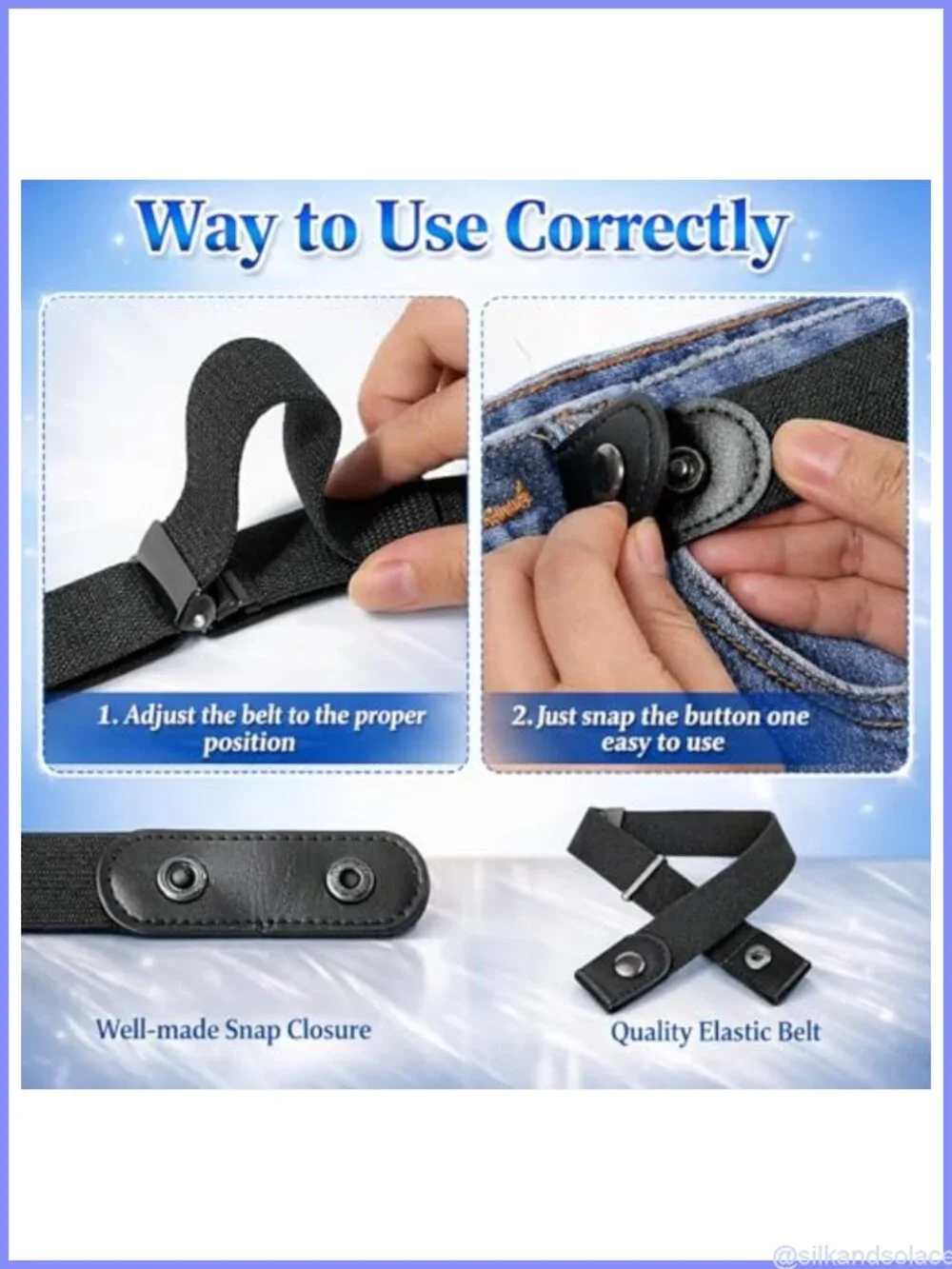 5 Pack No Buckle Elastic Belts for Women Stretch Waist Belt Set